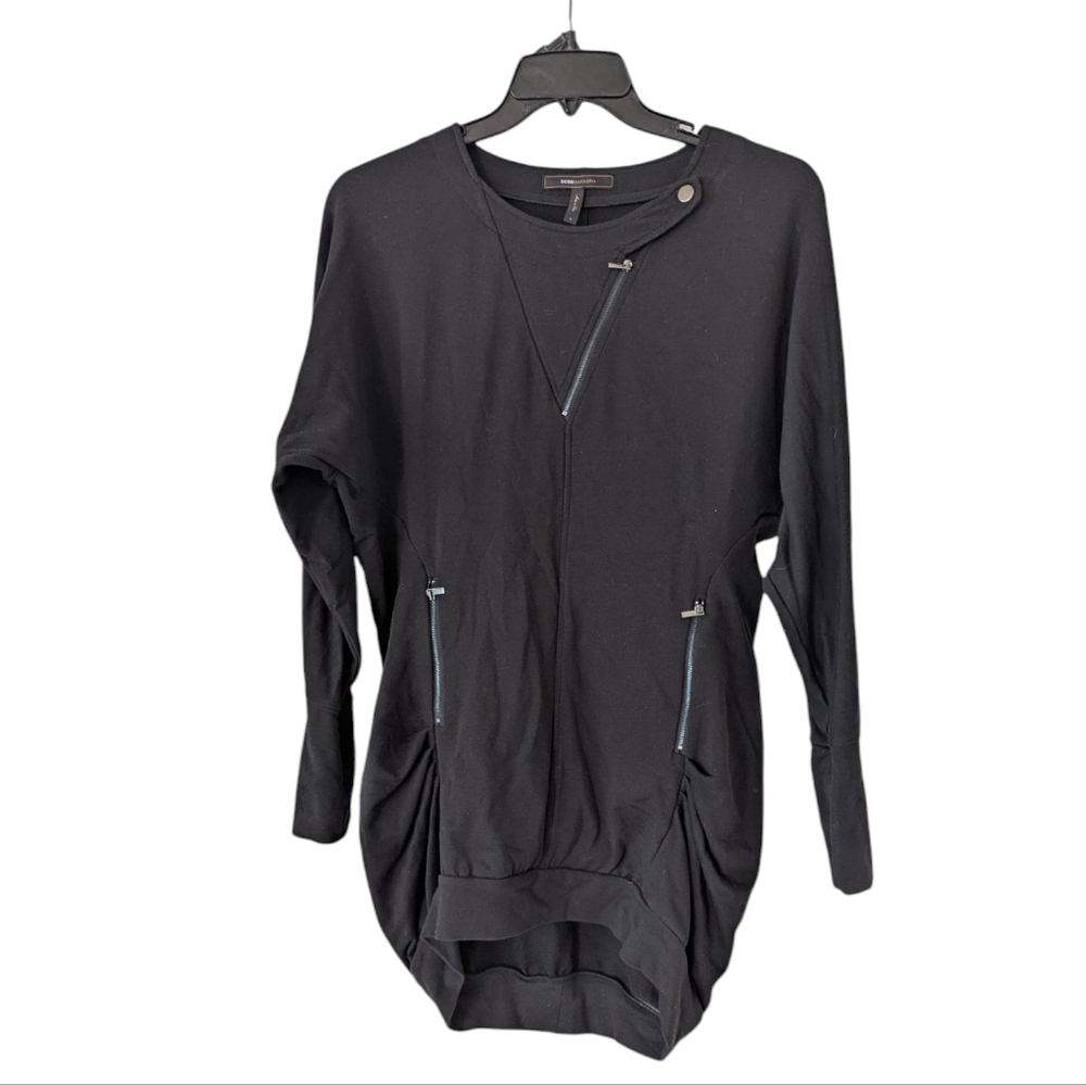 BCBGMaxAzria Black Zippered Sweatshirt Top Sz.S